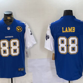 Men's Dallas Cowboys #88 CeeDee Lamb 2024 F.U.S.E. Navy Gold With Texas & John Madden Patch Stitched Football Jersey