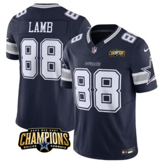 Men's Dallas Cowboys #88 CeeDee Lamb Navy 2023 F.U.S.E. NFC East Champions Patch Stitched Football Jersey