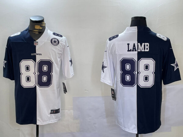 Men's Dallas Cowboys #88 CeeDee Lamb Navy And White Split Stitched Jerseys
