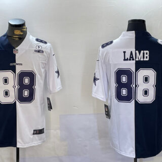Men's Dallas Cowboys #88 CeeDee Lamb Navy And White Split Stitched Jerseys