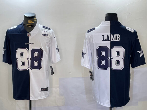 Men's Dallas Cowboys #88 CeeDee Lamb Navy And White Split Stitched Jerseys