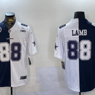 Men's Dallas Cowboys #88 CeeDee Lamb Navy And White Split Stitched Jerseys