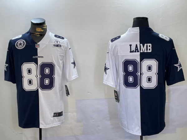 Men's Dallas Cowboys #88 CeeDee Lamb Navy And White Split Stitched Jerseys