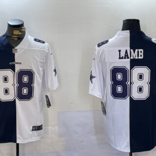Men's Dallas Cowboys #88 CeeDee Lamb Navy And White Split Stitched Jersey