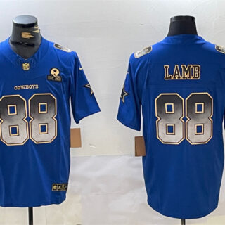 Men's Dallas Cowboys #88 CeeDee Lamb Royal F.U.S.E. With Established In 1960 Patch Stitched Football Jersey