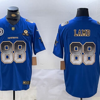 Men's Dallas Cowboys #88 CeeDee Lamb Royal F.U.S.E. With Established In 1960 Patch Stitched Football Jerseys