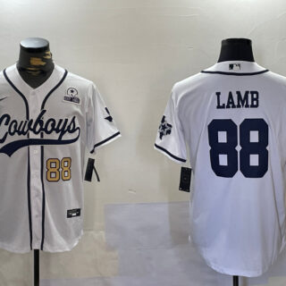 Men's Dallas Cowboys #88 CeeDee Lamb White 2022 Olive Salute To Service Cool Base Stitched Baseball Jerseys