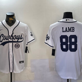 Men's Dallas Cowboys #88 CeeDee Lamb White 2022 Olive Salute To Service Cool Base Stitched Baseball Jerseys