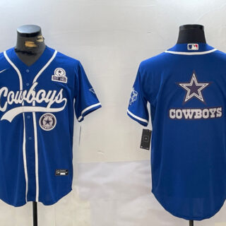 Men's Dallas Cowboys Big Logo Royal With Patch Cool Base Stitched Baseball Jerseys