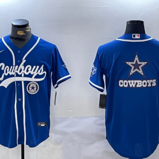 Men's Dallas Cowboys Big Logo Royal With Patch Cool Base Stitched Baseball Jerseys