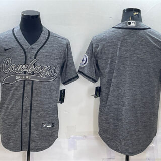 Men's Dallas Cowboys Blank Grey With Patch Cool Base Stitched Baseball Jersey