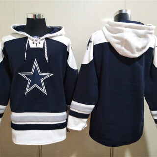 Men's Dallas Cowboys Blank Navy Ageless Must-Have Lace-Up Pullover Hoodie