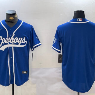 Men's Dallas Cowboys Blank Royal With Patch Cool Base Stitched Baseball Jersey