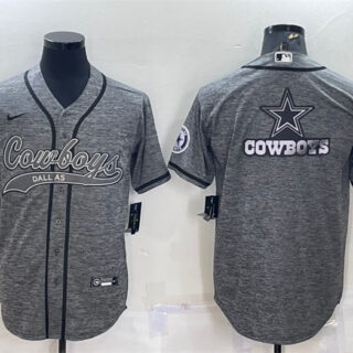 Men's Dallas Cowboys Grey Team Big Logo With Patch Cool Base Stitched Baseball Jersey