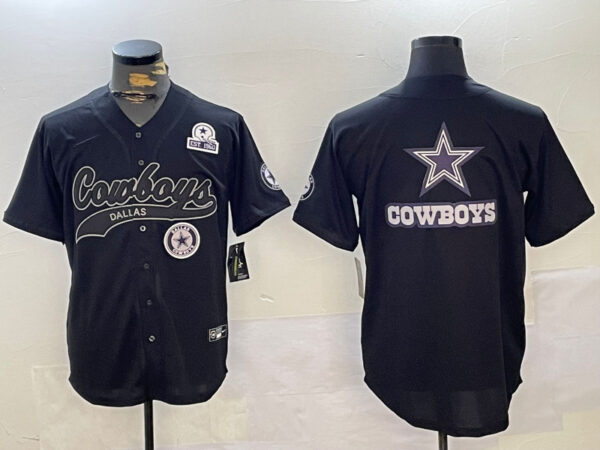 Men's Dallas Cowboys Team Big Logo Black With Patch Cool Base Stitched Baseball Jerseys