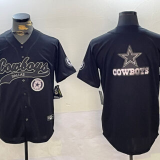 Men's Dallas Cowboys Team Big Logo Black With Patch Cool Base Stitched Baseball Jerseys