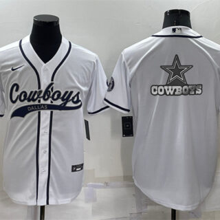 Men's Dallas Cowboys White Team Big Logo With Patch Cool Base Stitched Baseball Jersey