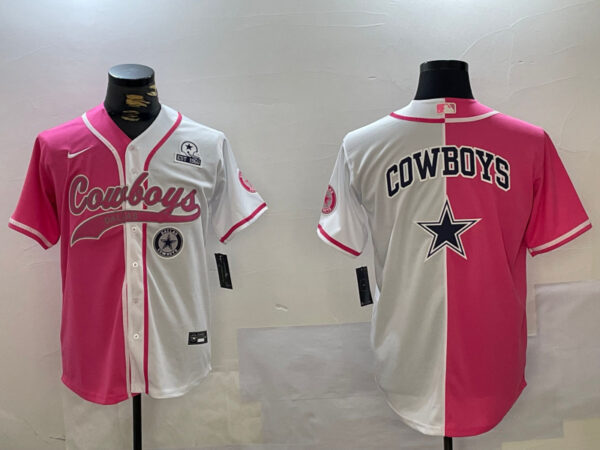 Men's Dallas Cowboys big logo Red White With Patch Cool Base Stitched Baseball Jerseys
