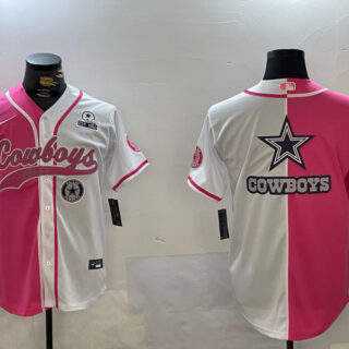 Men's Dallas Cowboys big logo Red White With Patch Cool Base Stitched Baseball Jerseys