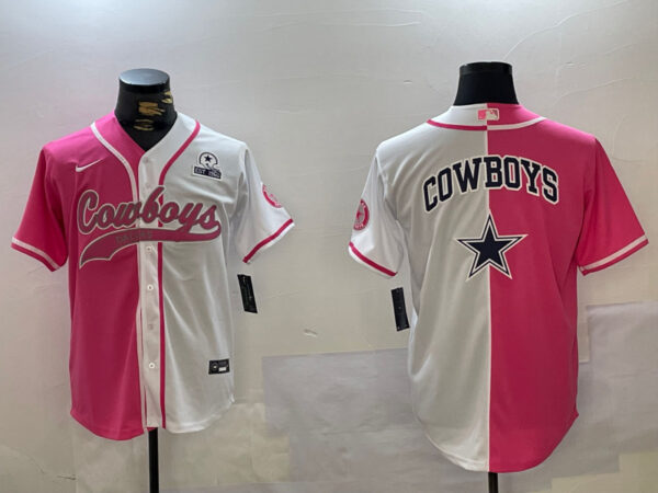 Men's Dallas Cowboys big logo Red White With Patch Cool Base Stitched Baseball Jerseys