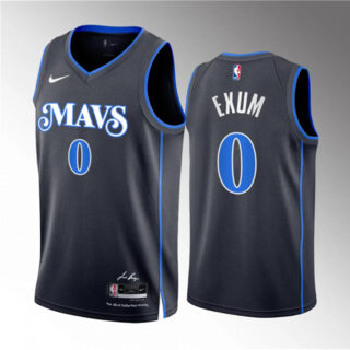 Men's Dallas Mavericks #0 Dante Exum Black 2023 24 City Edition Stitched Basketball Jersey
