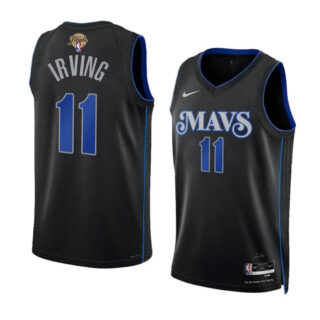 Men's Dallas Mavericks #11 Kyrie Irving Black 2024 Finals City Edition Stitched Basketball Jersey