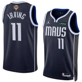 Men's Dallas Mavericks #11 Kyrie Irving Navy 2024 Finals Statement Edition Stitched Basketball Jersey