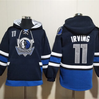 Men's Dallas Mavericks #11 Kyrie Irving Navy Ageless Must-Have Lace-Up Pullover Hoodie