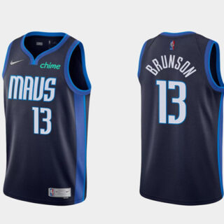 Men's Dallas Mavericks #13 Jalen Brunson Navy Stitched Basketball Jersey