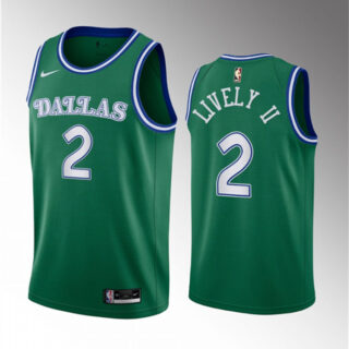 Men's Dallas Mavericks #2 Dereck Lively II Green 2023 Draft Classic Edition Stitched Basketball Jersey