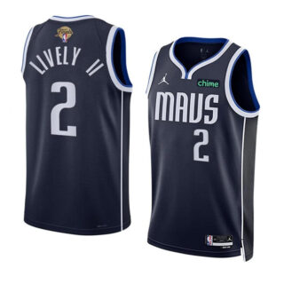 Men's Dallas Mavericks #2 Dereck Lively II Navy 2024 Finals Statement Edition Stitched Basketball Jersey