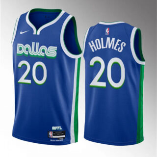 Men's Dallas Mavericks #20 Richaun Holmes Blue 2023 Draft City Edition Stitched Basketball Jersey