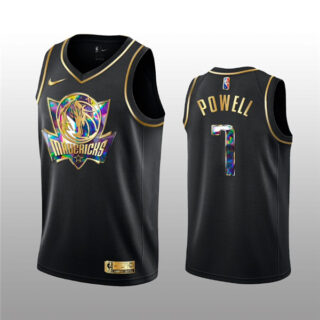 Men's Dallas Mavericks #7 Dwight Powell 2021 22 Black Golden Edition 75th Anniversary Diamond Logo Stitched Basketball Jersey