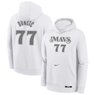 Men's Dallas Mavericks #77 Luka Dončić White 2024 25 City Edition Fleece Club Pullover Hoodie