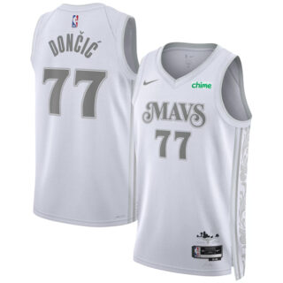 Men's Dallas Mavericks #77 Luka Dončić White 2024 25 City Edition Stitched Basketball Jersey