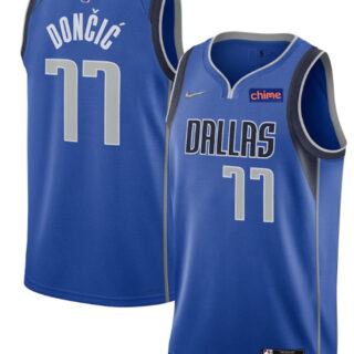 Men's Dallas Mavericks #77 Luka Doncic 75th Anniversary Blue Stitched Basketball Jersey