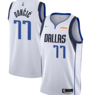 Men's Dallas Mavericks #77 Luka Doncic 75th Anniversary White Stitched Basketball Jersey