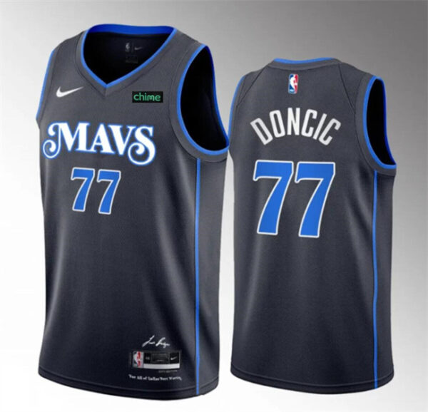 Men's Dallas Mavericks #77 Luka Doncic Black 2023-24 City Edition Stitched Basketball Jersey