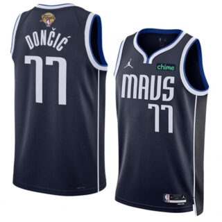 Men's Dallas Mavericks #77 Luka Doncic Navy 2024 Finals Statement Edition Stitched Basketball Jersey