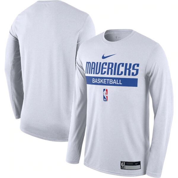 Men's Dallas Mavericks White 2022 23 Legend On-Court Practice Performance Long Sleeve T-Shirt