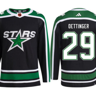 Men's Dallas Stars #29 Jake Oettinger Black 2022-23 Reverse Retro Stitched Jersey