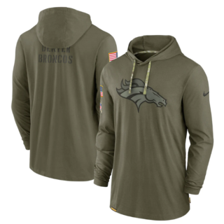 Men's Denver Broncos 2022 Olive Salute To Service Tonal Pullover Hoodie