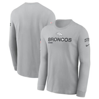 Men's Denver Broncos 2024 Gray Salute To Service Long Sleeve T-Shirt