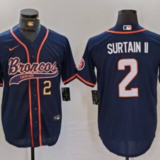 Men's Denver Broncos #2 Pat Surtain II Navy Cool Base Stitched Baseball Jerseys