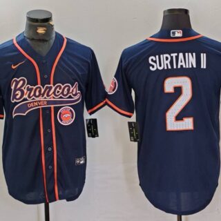 Men's Denver Broncos #2 Pat Surtain II Navy Cool Base Stitched Baseball Jerseys