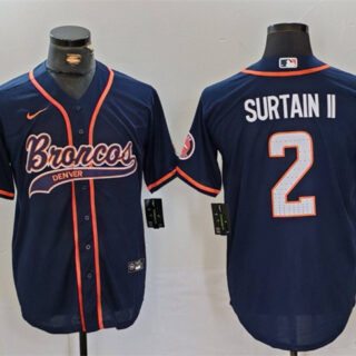 Men's Denver Broncos #2 Pat Surtain II Navy Cool Base Stitched Baseball Jersey