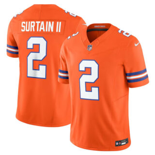 Men's Denver Broncos #2 Pat Surtain II Orange F.U.S.E. Mile High Collection 1977 Throwback Vapor Limited Stitched Football Jersey