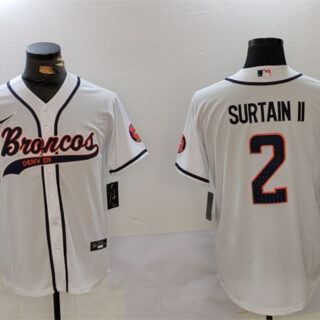 Men's Denver Broncos #2 Pat Surtain II White Cool Base Stitched Baseball Jersey