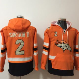 Men's Denver Broncos #2 Patrick Surtain II Orange Ageless Must-Have Lace-Up Pullover Hoodie