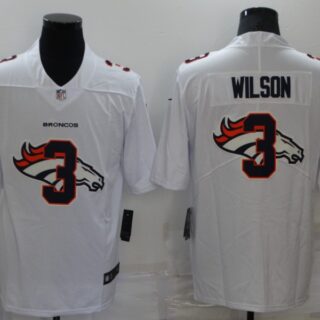 Men's Denver Broncos #3 Russell Wilson White Shadow Logo Limited Stitched Jersey